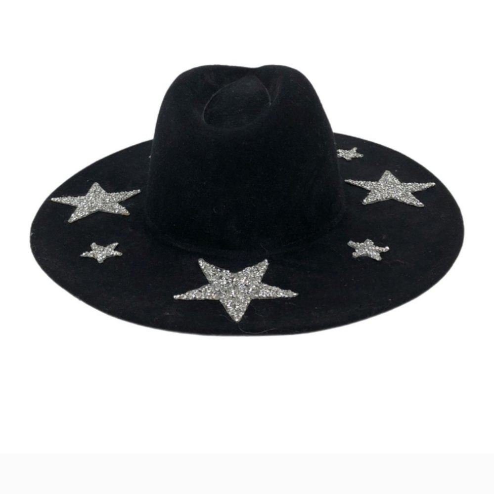 Glitzy Bella Black & Silver Star Printed Cowboy Hat | Perfect for All Seasons
